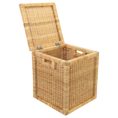 AKWAY wicker water hyacinth kauna grass bamboo cane Storage Basket with Lids | laundry hampers for bathroom wicker laundry basket storage basket(14"L x 14"W x 16"H)- Akway