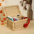 Seagrass Storage Basket with Lid 13x9x6 Inch for Home - Leela