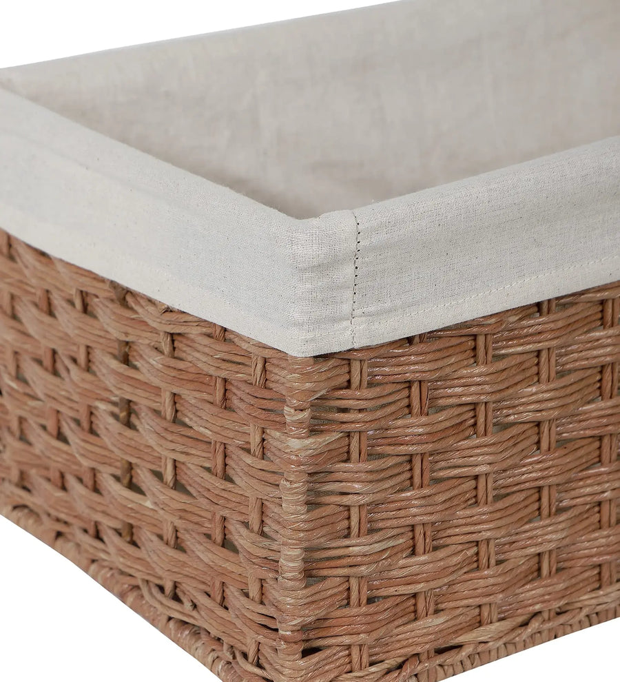 AKWAY Handcrafted Rectangular Wicker Basket for Cloths, Storage Basket, Bin Organizer for Toiletry Cosmetic Towels Toys Bathr