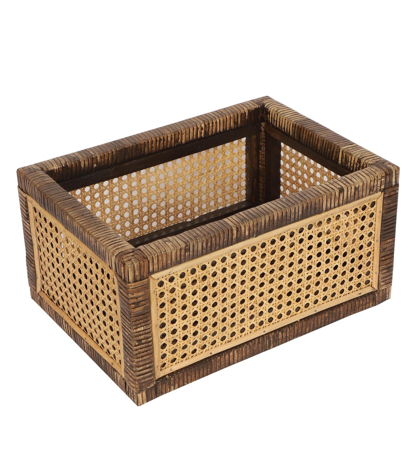 Akway Rattan cane webbing Storage basket | Wicker basket for storage organizer | Kauna Grass storage basket For Home | Kitchn Living Room - (Small, Dark Brown) - Akway