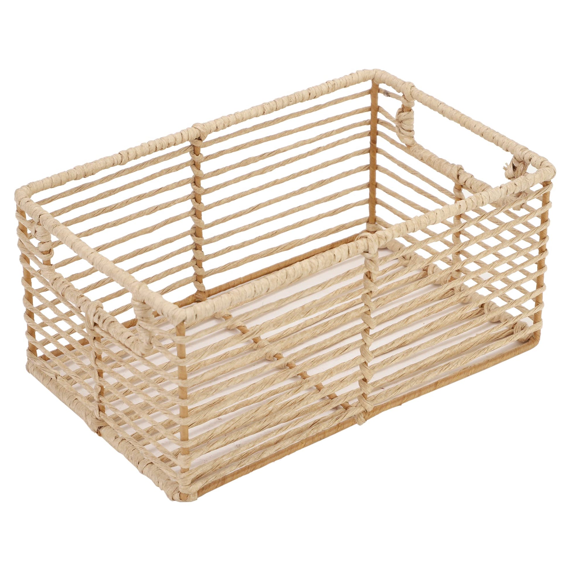 AKWAY natural wicker segrass water hyacinth kauna grass storage orgainze (12"L X 8"W X 5"H) - Akway