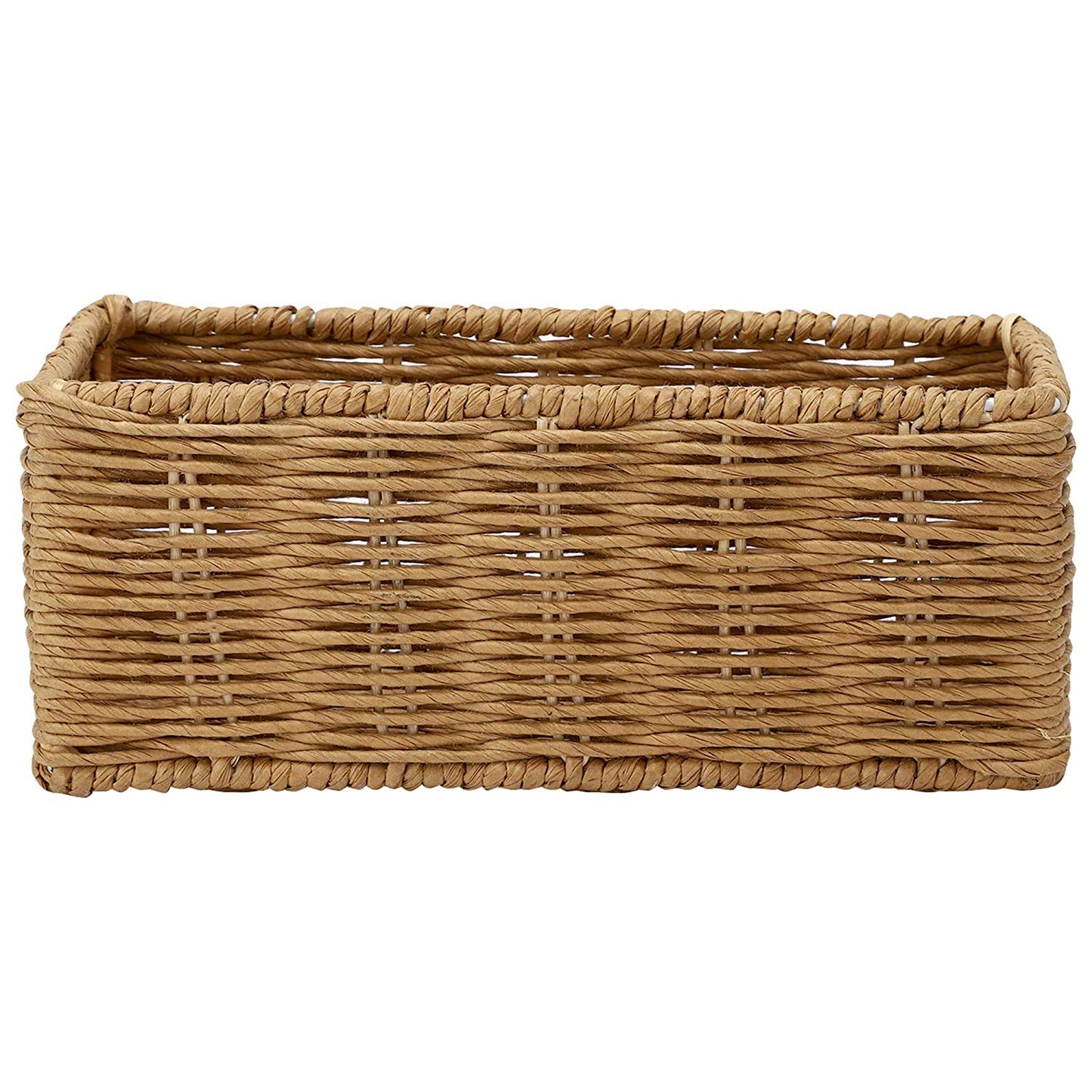 AKWAY Handmade Wicker Basket Bathroom Vanity Tray for Toilet Paper and Soap, Wicker Kitchen Counter Top Storage Shelf Coffee Table Decorative Tray Cosmetic Organizer Display Holder, Rectangular - Akway