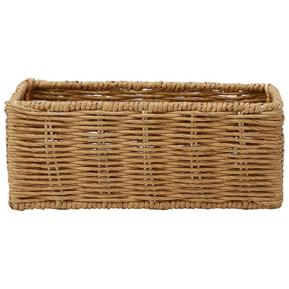 AKWAY Handmade Wicker Basket Bathroom Vanity Tray for Toilet Paper and Soap, Wicker Kitchen Counter Top Storage Shelf Coffee Table Decorative Tray Cosmetic Organizer Display Holder, Rectangular - Akway
