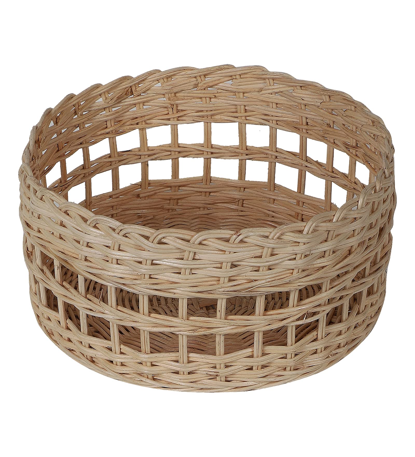 AKWAY Handmade Wicker Basket Bathroom Vanity Tray, Wicker Kitchen Counter top Storage Shelf Coffee Table Decorative Tray Cosmetic Organizer Display Holder (10 D x 4 H) - Akway
