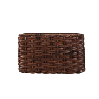 AKWAY Handcrafted Wicker Storage Container Basket with Handles for Toiletry Cosmetic, Towels, Toys, Bathroom, Bedroom, Wardrobe (Antique Black) - Akway