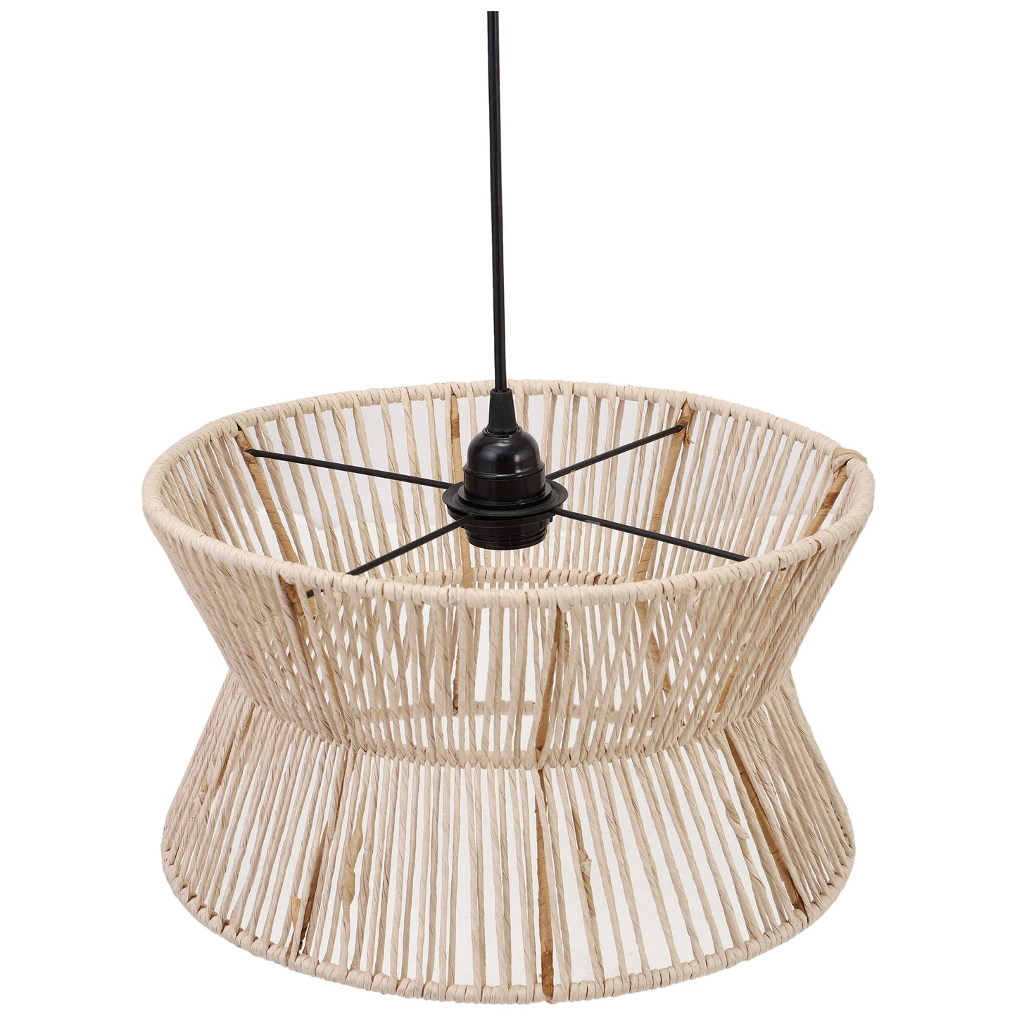 AKWAY Rattan Seagrass Paper Raffia Kauna Grass Wicker Lamp Premium Ceiling Light/Pendant Light Handwoven - 1 Piece (12" Dia x 7'H) (Beige) (Bulb not Included)- Akway