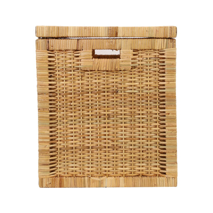 AKWAY wicker water hyacinth kauna grass bamboo cane Storage Basket with Lids | laundry hampers for bathroom wicker laundry basket storage basket(14"L x 14"W x 16"H)- Akway