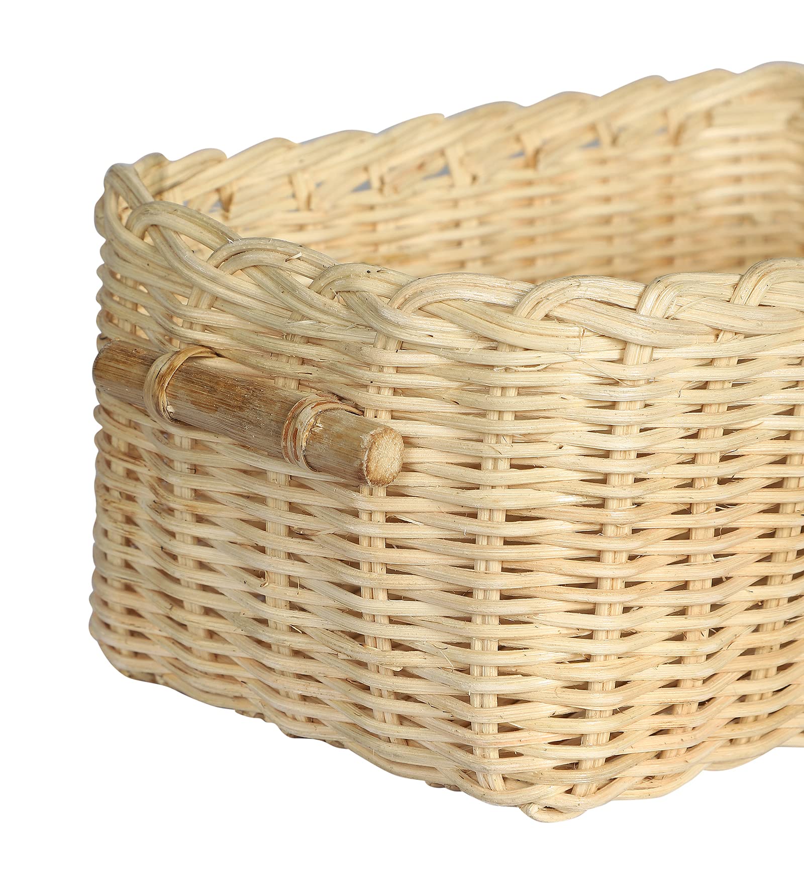AKWAY Wicker Seagrass Water Hyacinth Kauna Grass Serving Tray Serving Tray for Home | Dining Table Decorative Trays | Serving Tray | Platter with Handles Diwali or Deepawali Gifts | 9" x 5" x 3.5" - Akway