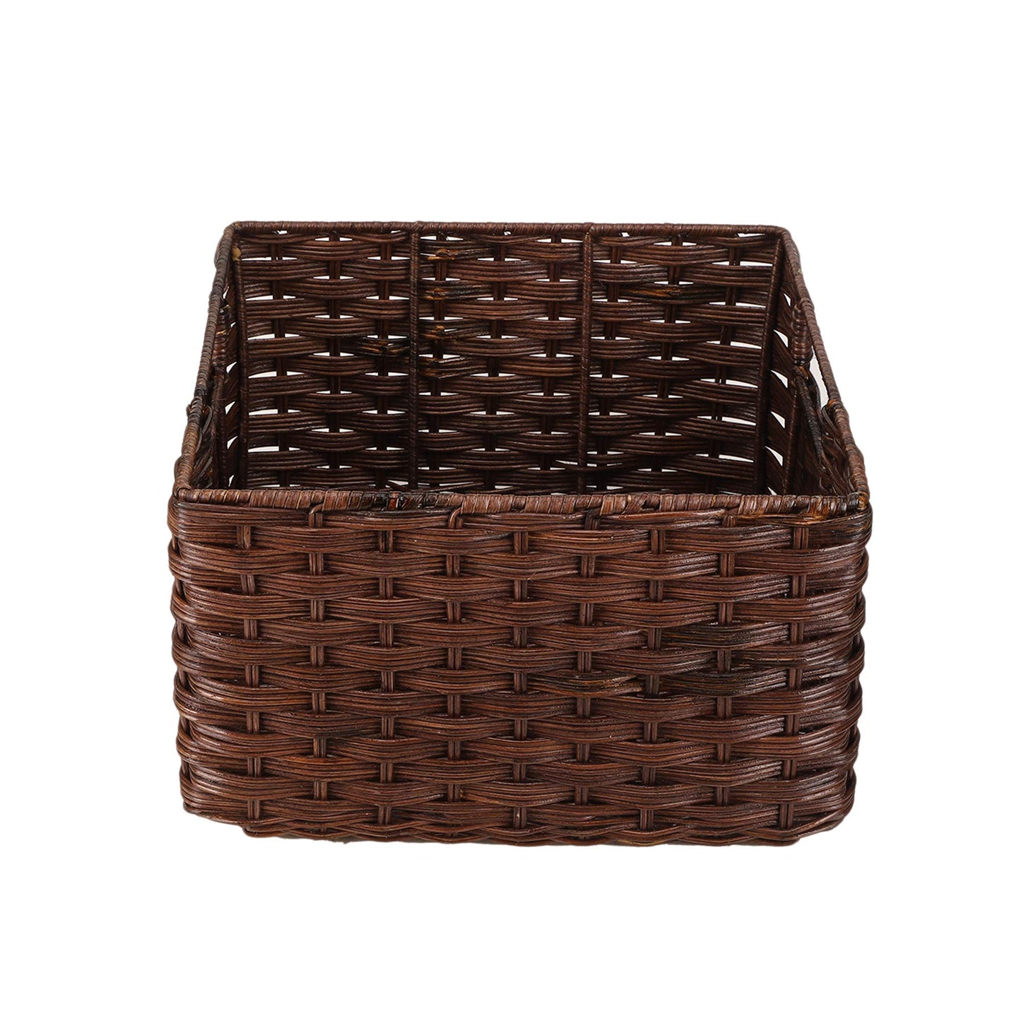 AKWAY Handcrafted Wicker Storage Container Basket with Handles for Toiletry Cosmetic, Towels, Toys, Bathroom, Bedroom, Wardrobe (Antique Black) - Akway