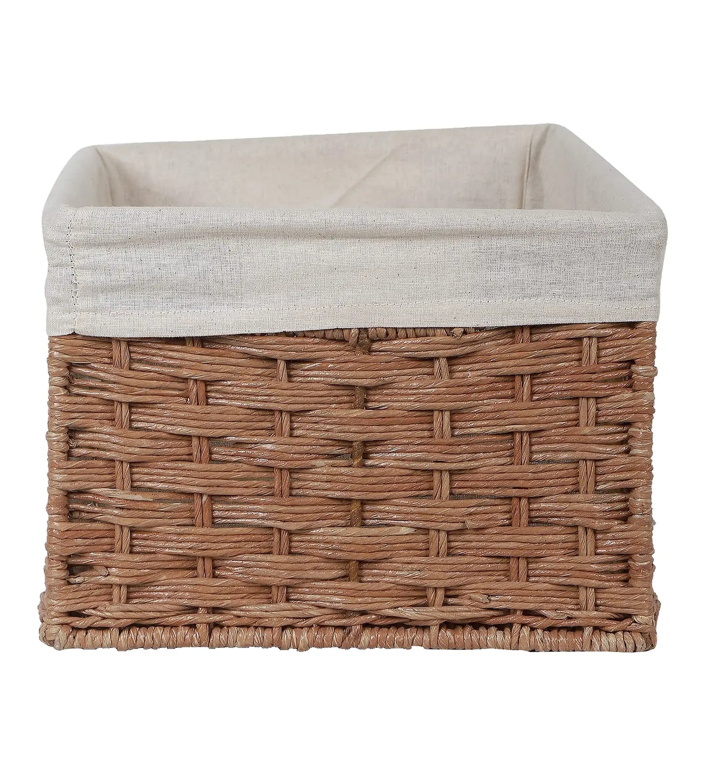 AKWAY Handcrafted Rectangular Wicker Basket for Cloths, Storage Basket, Bin Organizer for Toiletry Cosmetic Towels Toys Bathroom Organizer Bamboo Wicker Basket (15 L x 10 W x 7 H) (Teak Wood) Akway