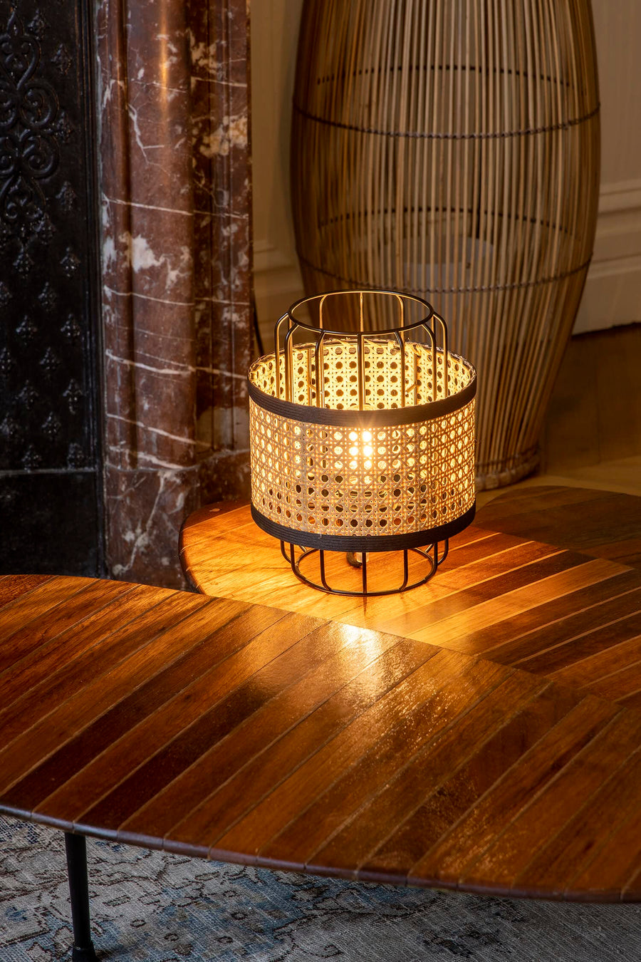 Rattan Table lamp for Living room | Bamboo Bedside table lamp | Cane Table lamp -Alia by Akway
