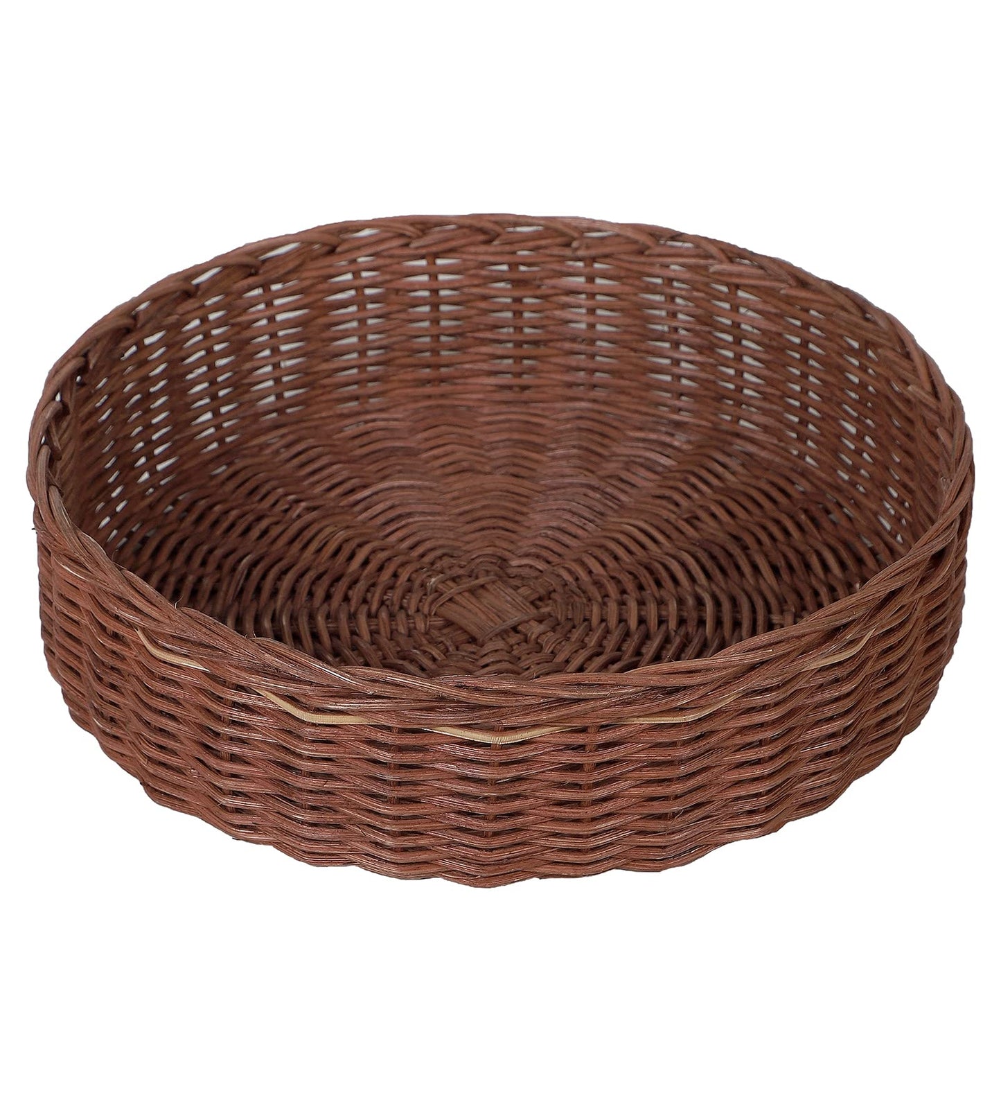 AKWAY Wicker Serving Tray Wooden Serving Tray for Home | Dining Table Decorative Trays | Serving Tray for Party Guests | Platter with Handles Diwali or Deepawali Gifts | 10 x 10 x 2 (Brown) - Akway