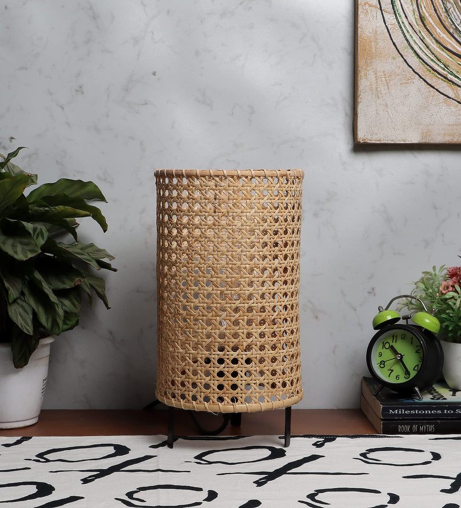 Rattan Table lamp for Living room | Bamboo Bedside table lamp | Cane Table lamp -Adina by Akway
