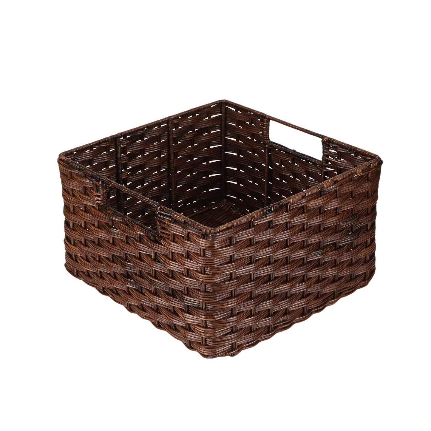 AKWAY Handcrafted Wicker Storage Container Basket with Handles for Toiletry Cosmetic, Towels, Toys, Bathroom, Bedroom, Wardrobe (Antique Black) - Akway
