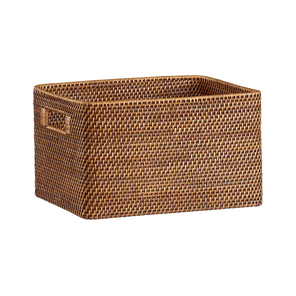 AKWAY Handmade Bamboo Wicker Basket Organizer for Cloth, Storage Basket (Beige, 14" x 11" x 8") Rattan,Pack of 1 - Akway