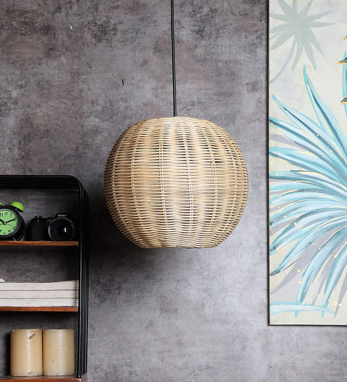 Bamboo Ceiling Light for Dining Room | Rattan Flush Mount Lamp - Avril