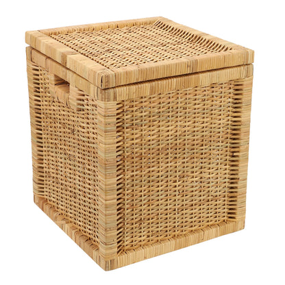 AKWAY wicker water hyacinth kauna grass bamboo cane Storage Basket with Lids | laundry hampers for bathroom wicker laundry basket storage basket(14"L x 14"W x 16"H)- Akway