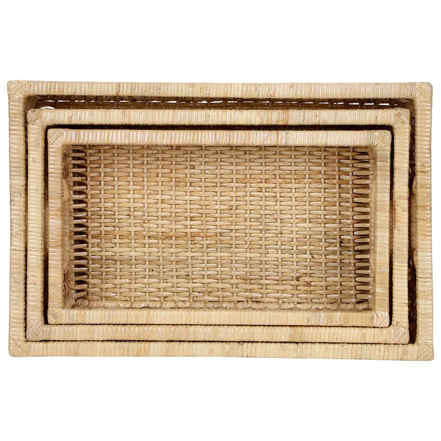 AKWAY ® Rattan, Brass Handmade Bamboo Storage Organizer Wicker Basket (Beige) - Set of 3 Akway