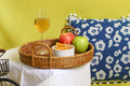Wicker Serving Tray Round for Dining Table | Rattan Platter with Handles - Anvi