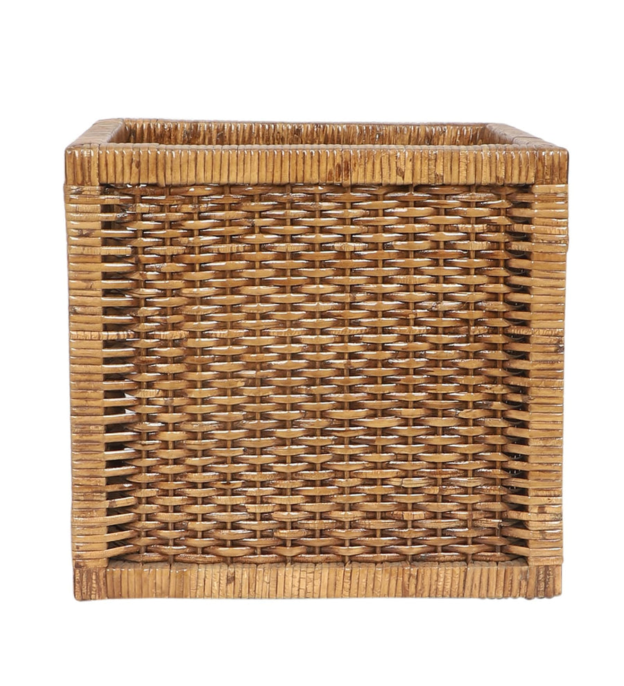 AKWAY Wicker wardrobe basket for storage, cloths, newspapers, photos, toys, plants or other memorabilia, 12.5 x 13.5 x 12.5 Inch, Beige (12.5W x 13.5L x 12.5H, Brown)- Akway