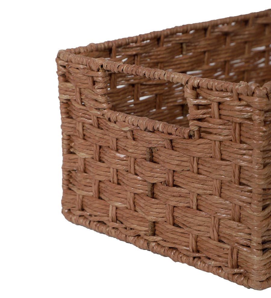 AKWAY Bamboo Rattan Wicker Basket for Cloths, Storage, Bin Organizer for Toiletry Cosmetic (Brown, 13 x 9 x 6,Pack of 1)