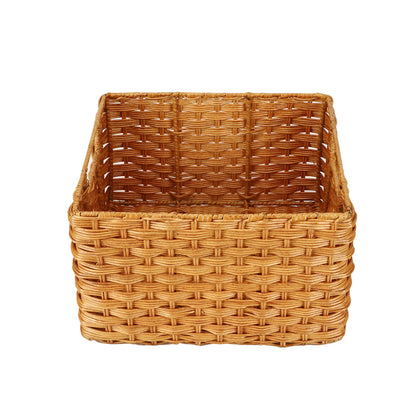 AKWAY Handcrafted Wicker Storage Container Basket with Handles (Brown) - Akway