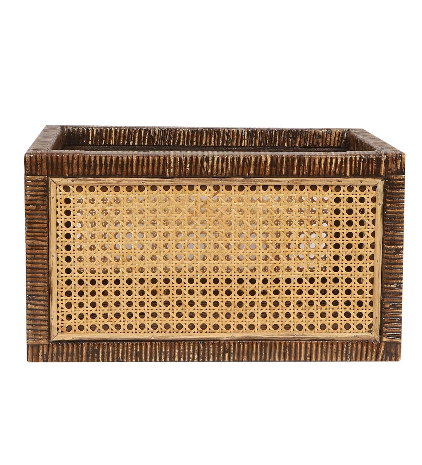 Akway Rattan cane webbing Storage basket | Wicker basket for storage organizer | Kauna Grass storage basket For Home | Kitchn Living Room - (Medium, Dark Brown) - Akway