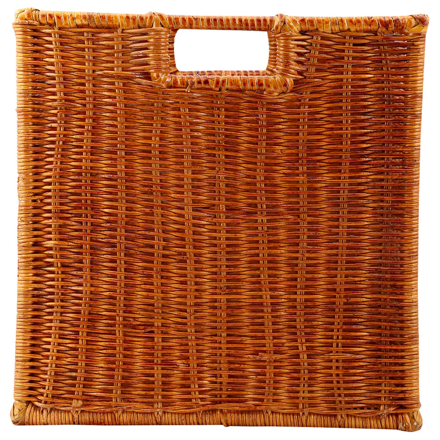 AKWAY Wicker wardrobe basket for storage, cloths, newspapers, photos or other memorabilia (12.5" W x 13.5" L x 12.5" H, Glossy Brown) - Akway