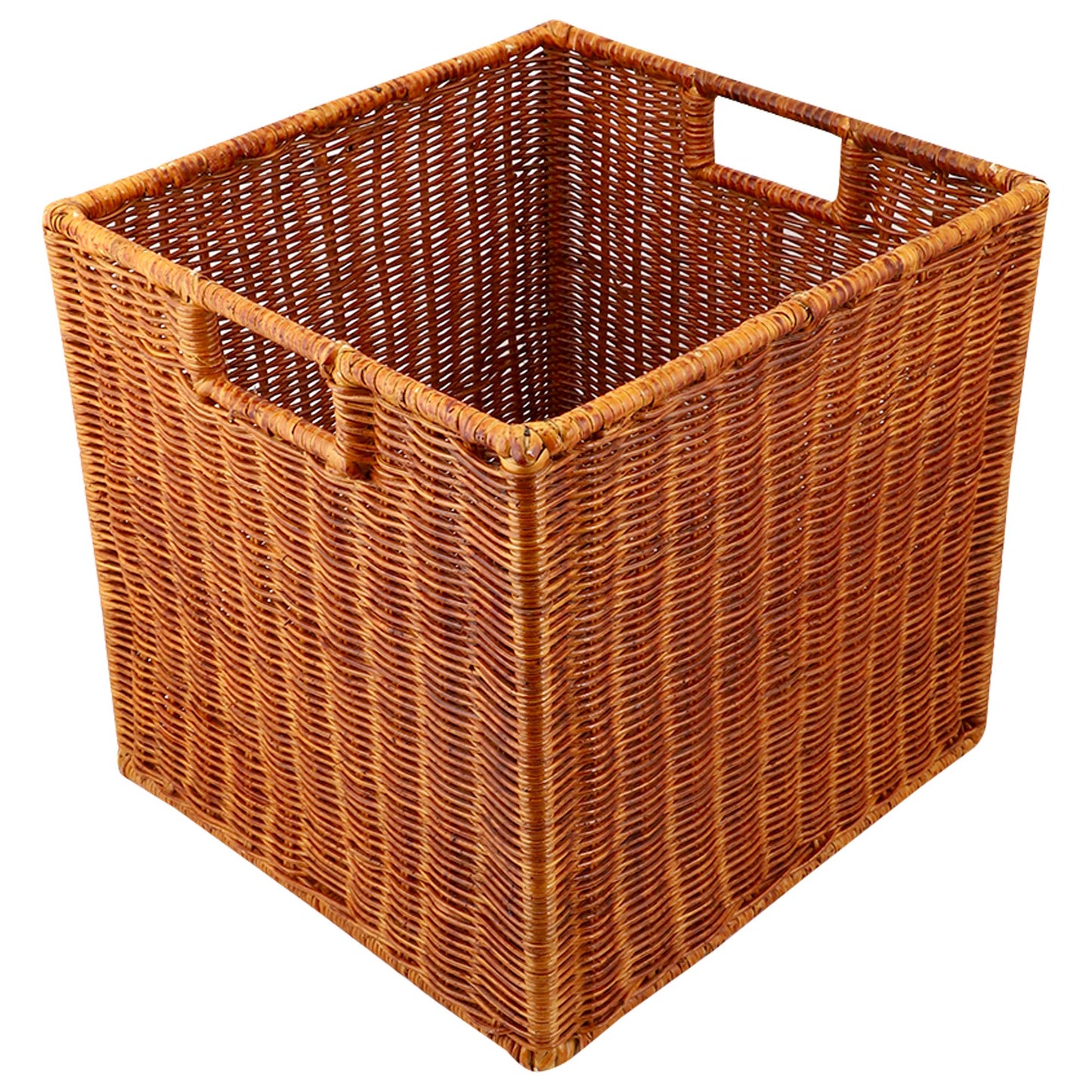 AKWAY Wicker wardrobe basket for storage, cloths, newspapers, photos or other memorabilia (12.5" W x 13.5" L x 12.5" H, Glossy Brown) - Akway